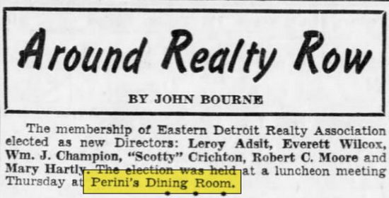 Perinis Dining Room - Nov 22 1959 Mention (newer photo)